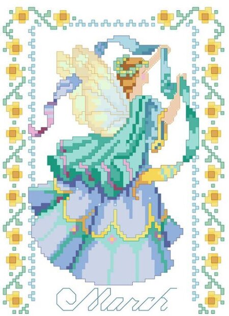 Birthday Faeries March - Cross Stitch Pattern