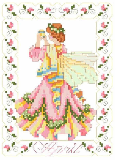 Birthday Faeries April - Cross Stitch Pattern