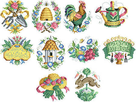 Gardener's Christmas Ornaments - Cross Stitch Pattern