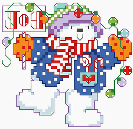 Joyful Snowman Big Stitch - Christmas Cross Stitch Pattern