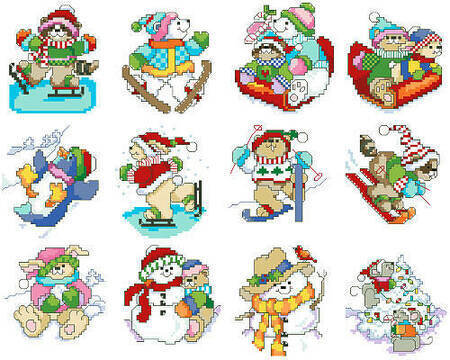 Winter Fun Christmas Ornaments - Cross Stitch Pattern