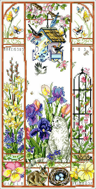 Spring Cat Sampler - Cross Stitch Pattern