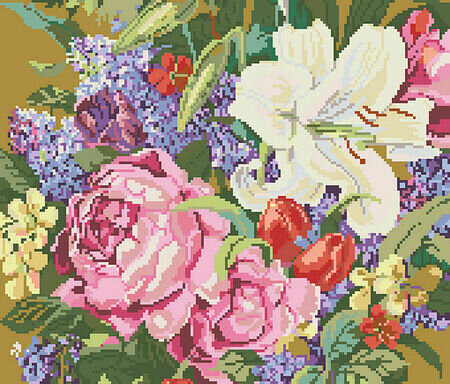 Lily and Roses - Cross Stitch Pattern