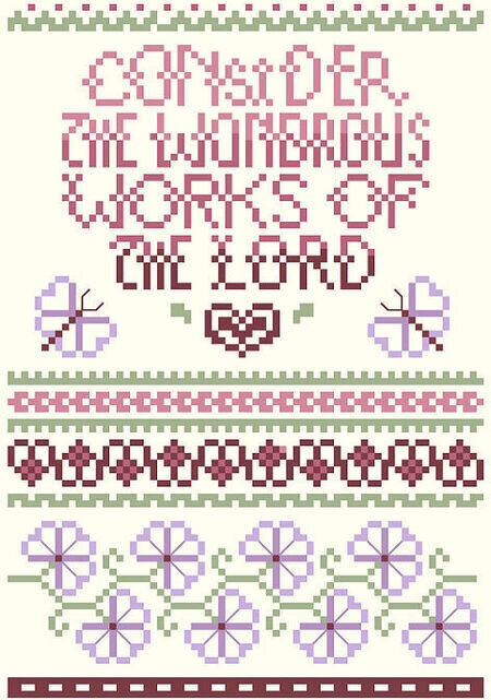 Consider the Wondrous Works - Christian Cross Stitch Pattern