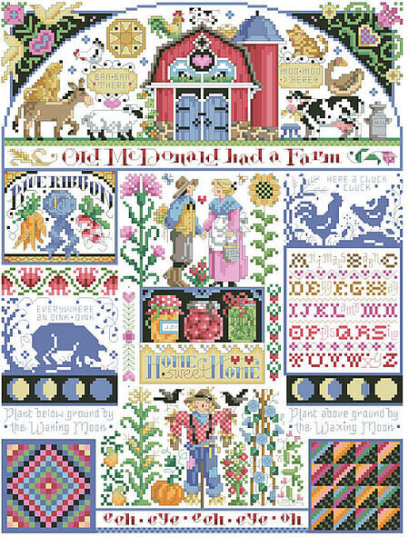 Old McDonald's Farm Sampler - Cross Stitch Pattern