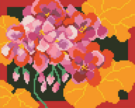 Vivid Geraniums - Big Stitch Pattern