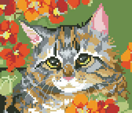 Garden Tabby - Big Stitch Pattern
