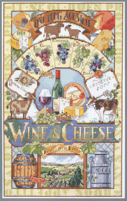 Wine and Cheese - Cross Stitch Pattern