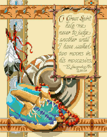 In His Moccasins - Cross Stitch Pattern