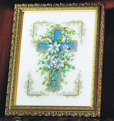 Lilies of the Cross - Christian Cross Stitch Pattern