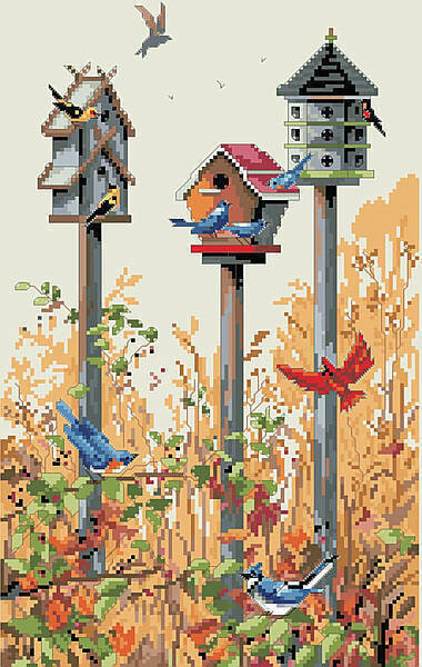Birdhouse Trio - Cross Stitch Pattern