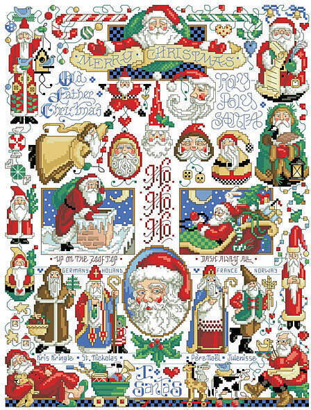 Santa Christmas Sampler - Cross Stitch Pattern