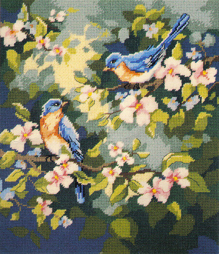Spring Bluebirds - Cross Stitch Pattern