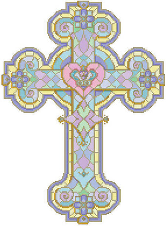Stained Glass Cross - Cross Stitch Pattern