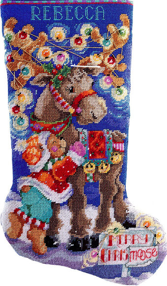 Merry Chrismoose Christmas Stocking - Cross Stitch Pattern