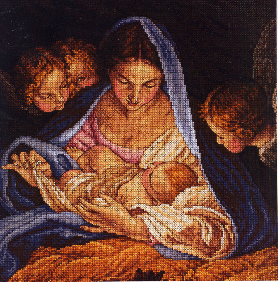 Madonna and Angels - Christian Cross Stitch Pattern