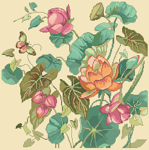 Lotus Flower - Cross Stitch Pattern