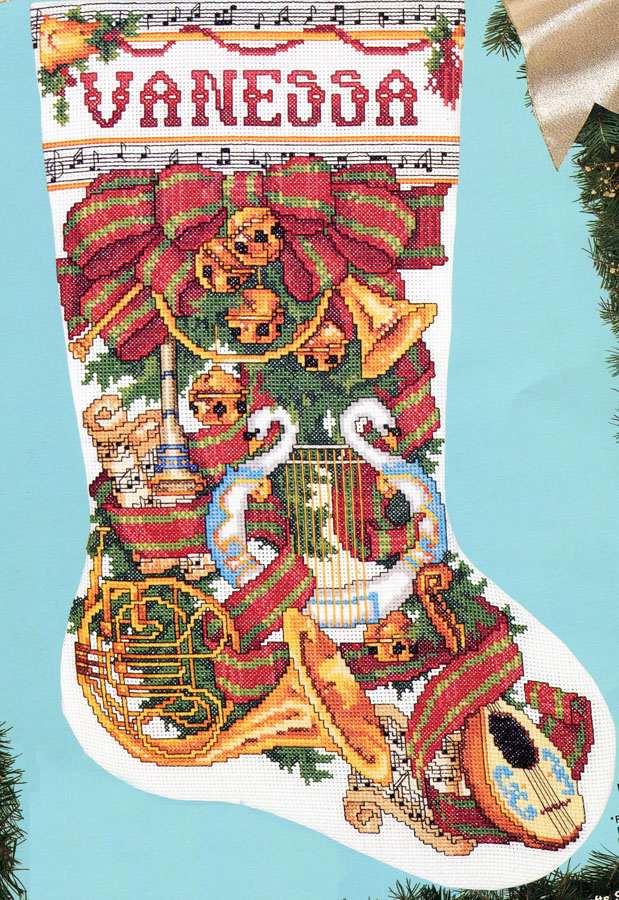 Kooler Design Studio The Sounds Of Christmas Stocking Cross Stitch