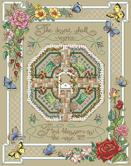 Rose Garden - Christian Cross Stitch Pattern