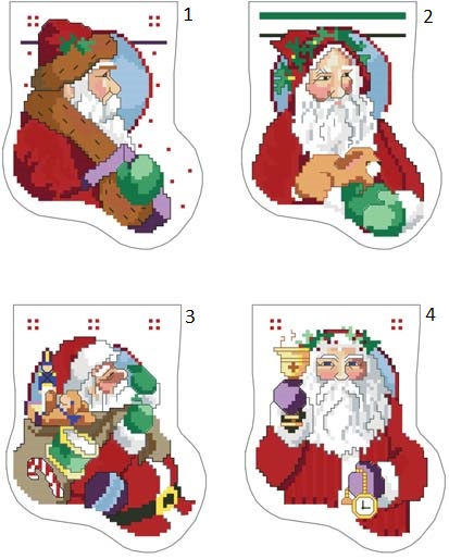 Santas Around the World Mini Stockings - Cross Stitch