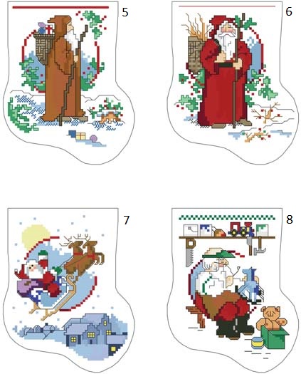 Santas Around the World Mini Stockings - Cross Stitch