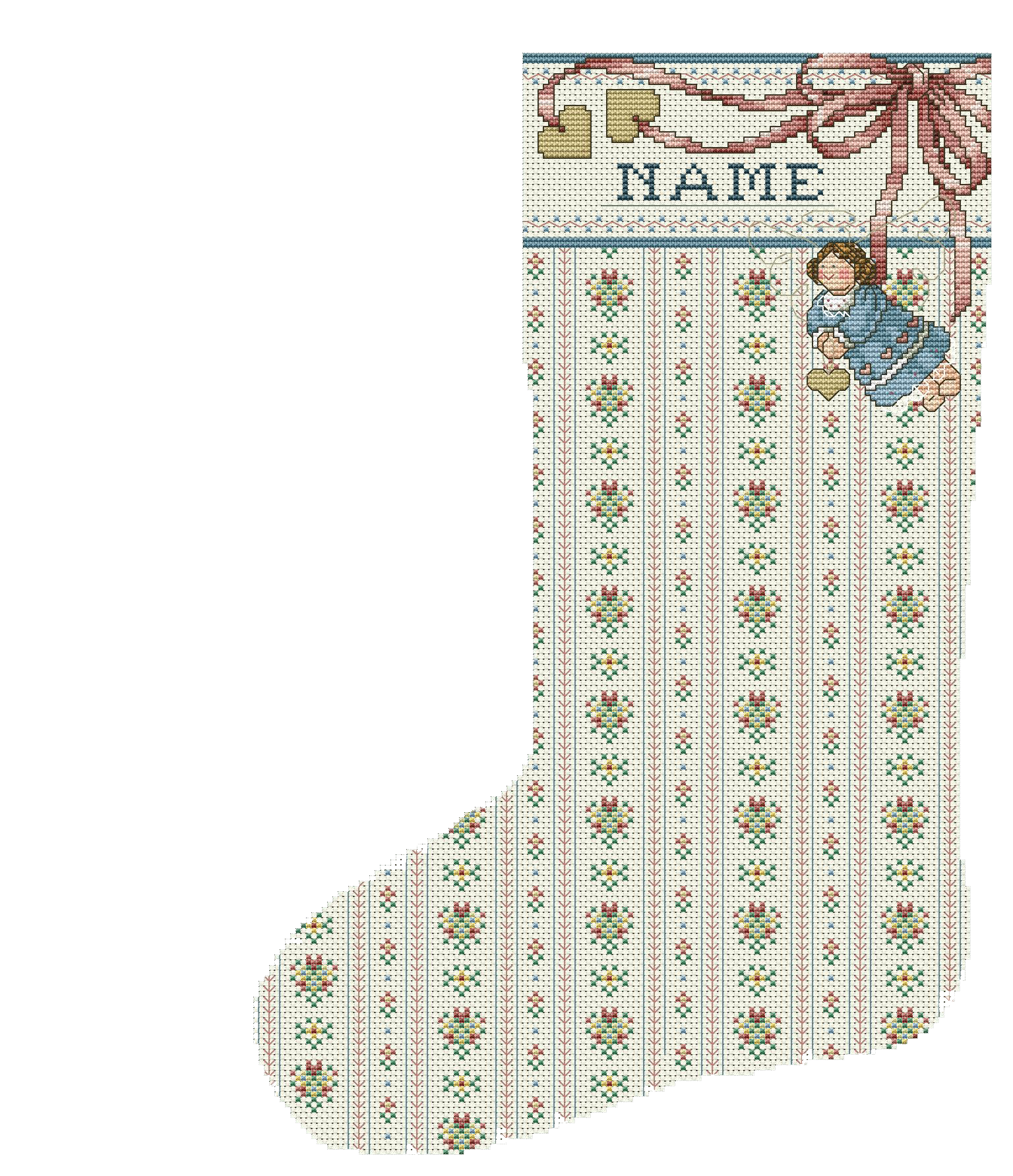Angel Cuff Heirloom Stocking - Cross Stitch Pattern