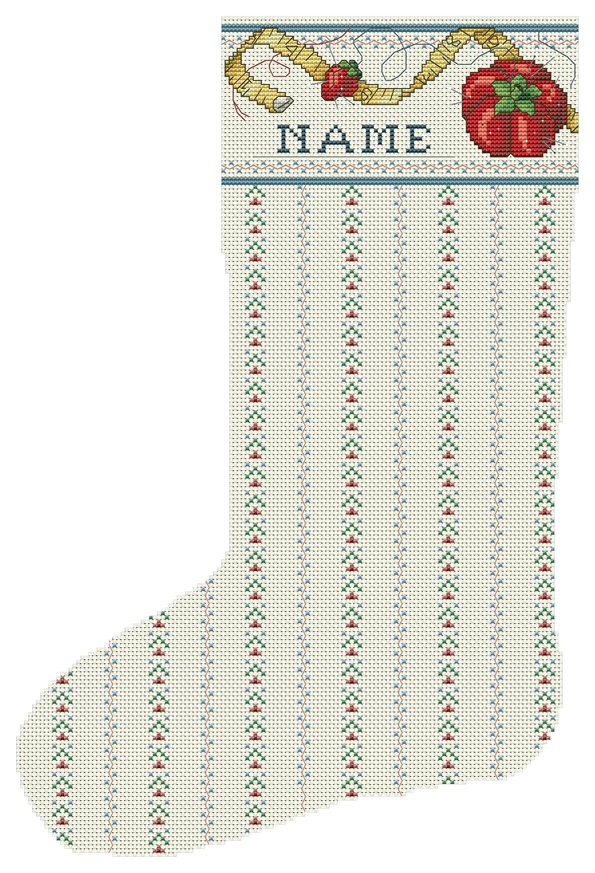 Seamstress Cuff Heirloom Stocking - Cross Stitch Pattern