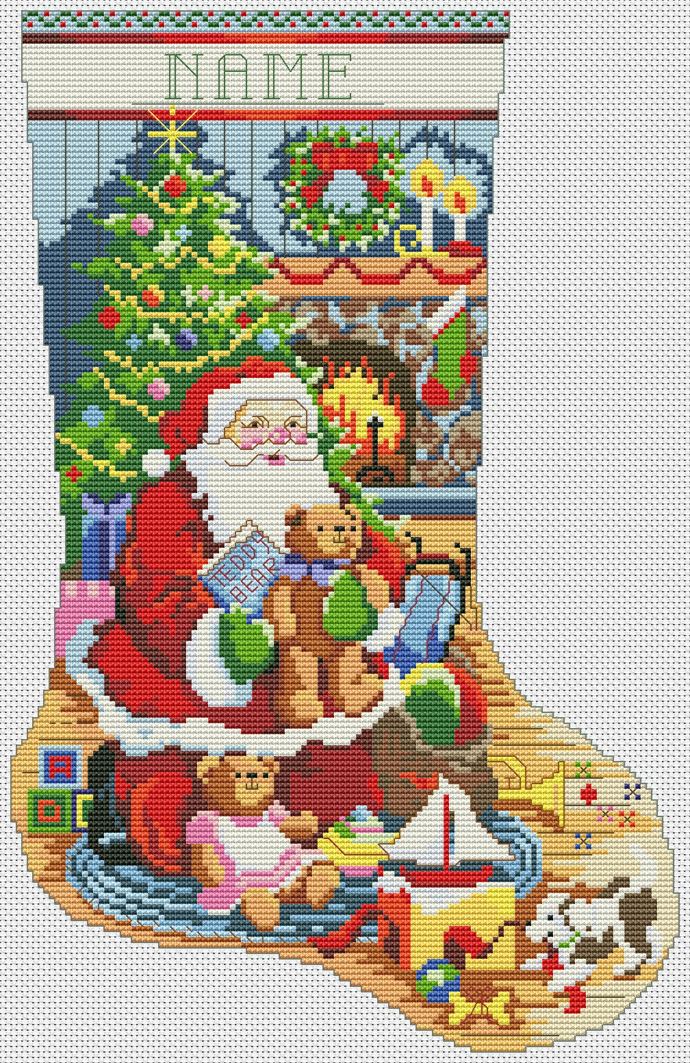 Kooler Design Studio Santa s Visit Stocking Christmas Cross Stitch 