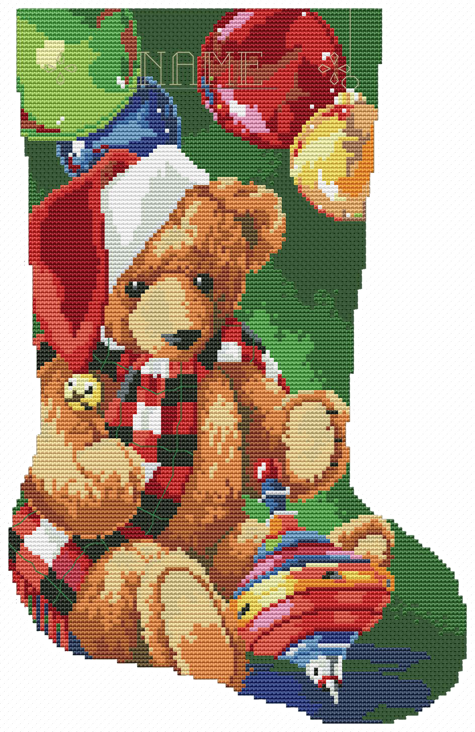 Santa Bear Stocking - Cross Stitch Pattern