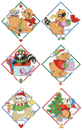 Santa's Woodland Friend Ornaments - Cross Stitch Pattern