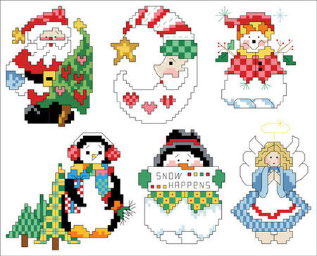 Snow Happens Christmas Ornaments - Cross Stitch Pattern