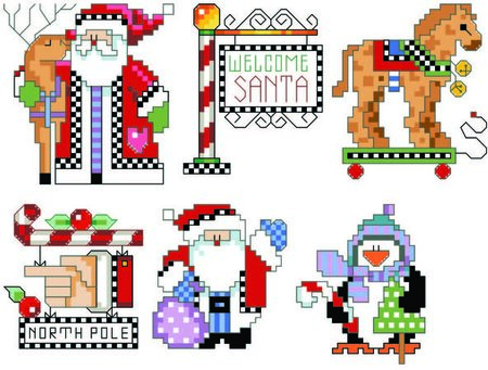 Checkered Christmas Ornament Set 2 - Cross Stitch Pattern