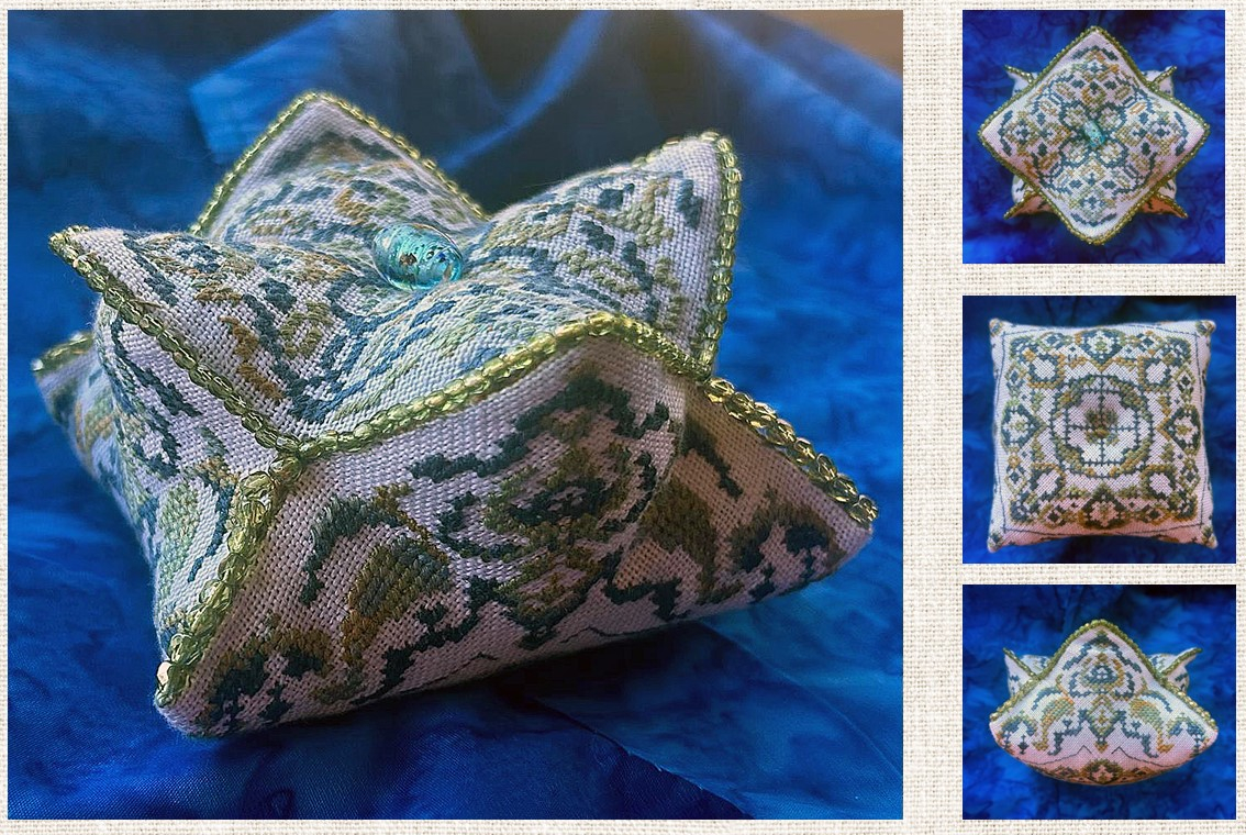 Blue Bead Biscornu - Cross Stitch Pattern