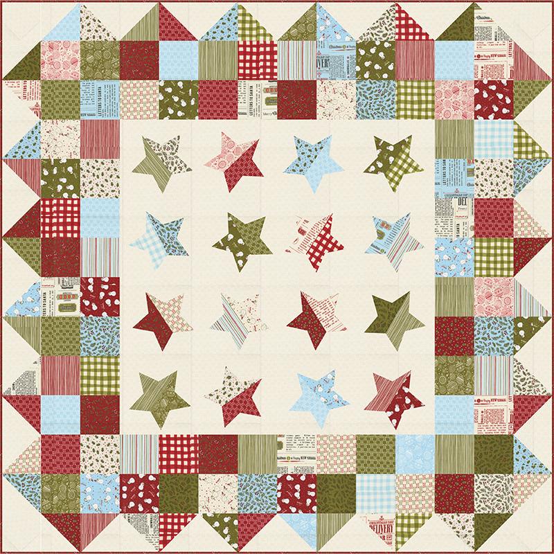 Emmitt and Ivy - Christmas Quilt Kit, zoomed in. Select this picture to zoom back out.