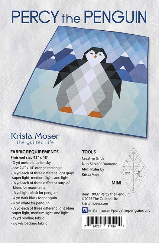 Percy the Penguins - Quilt Pattern, different perspective #1, zoomed in. Select this picture to zoom back out.