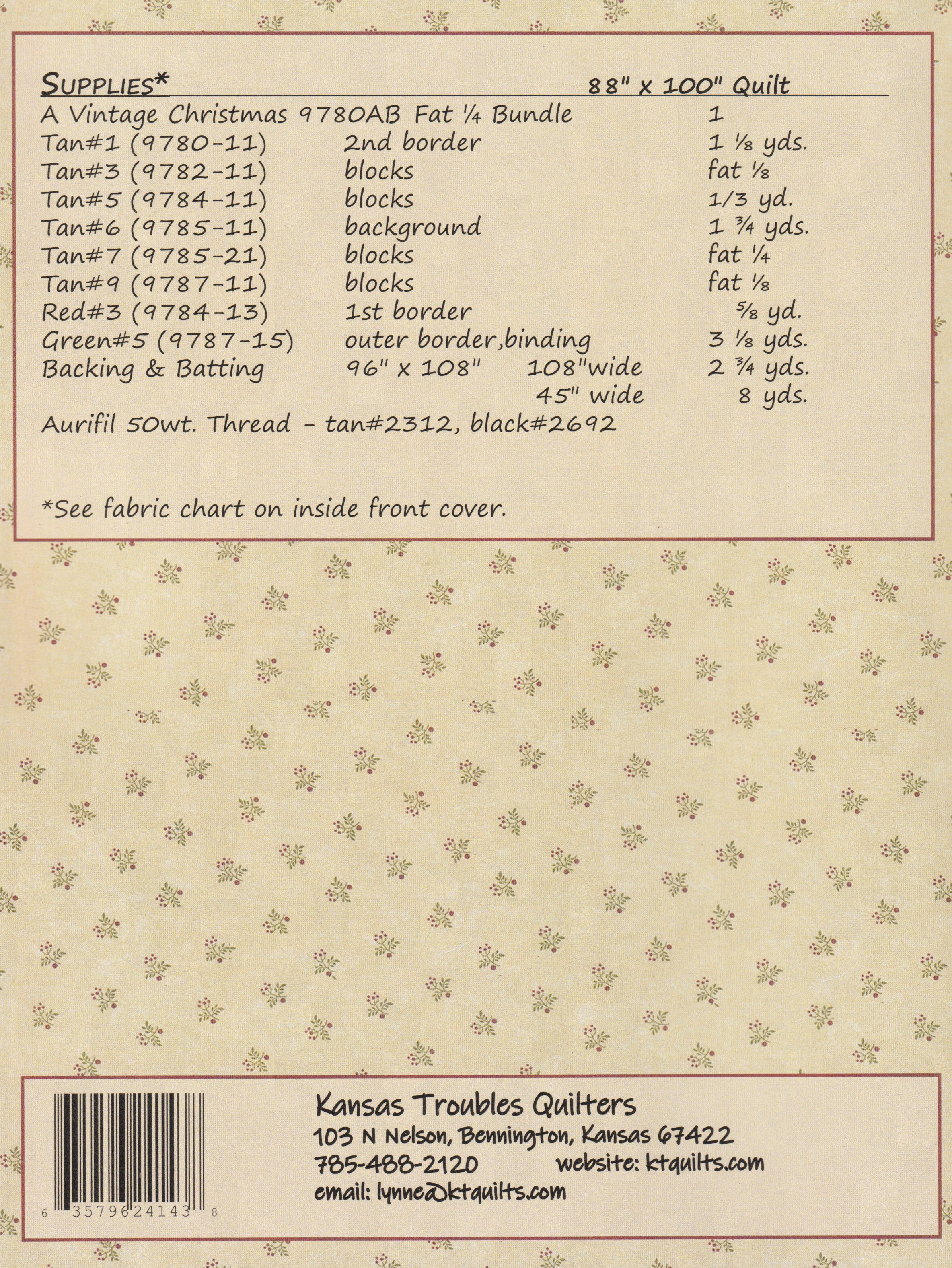 A Vintage Christmas Sampler - Quilt Pattern