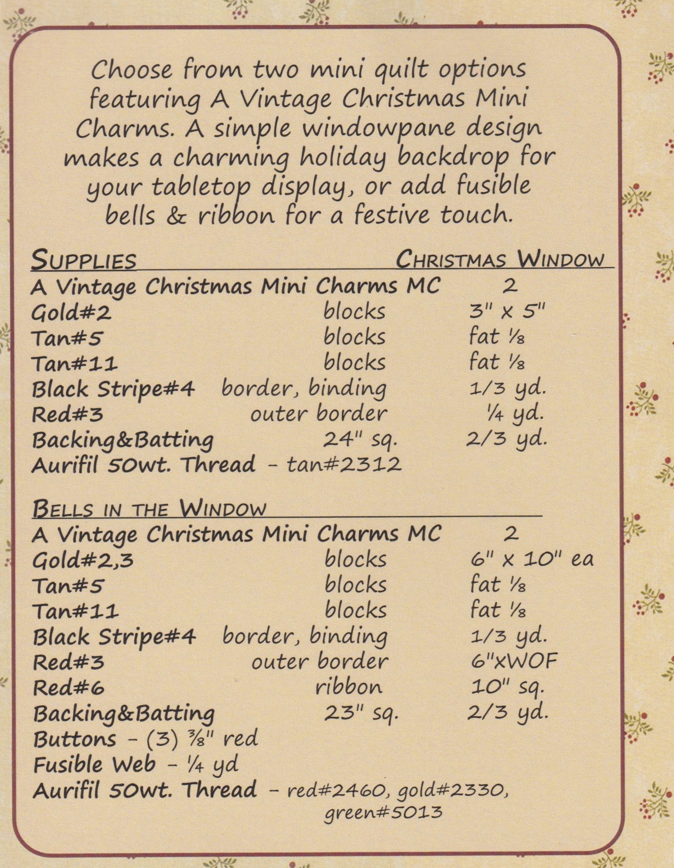 Christmas Window - Quilt Pattern