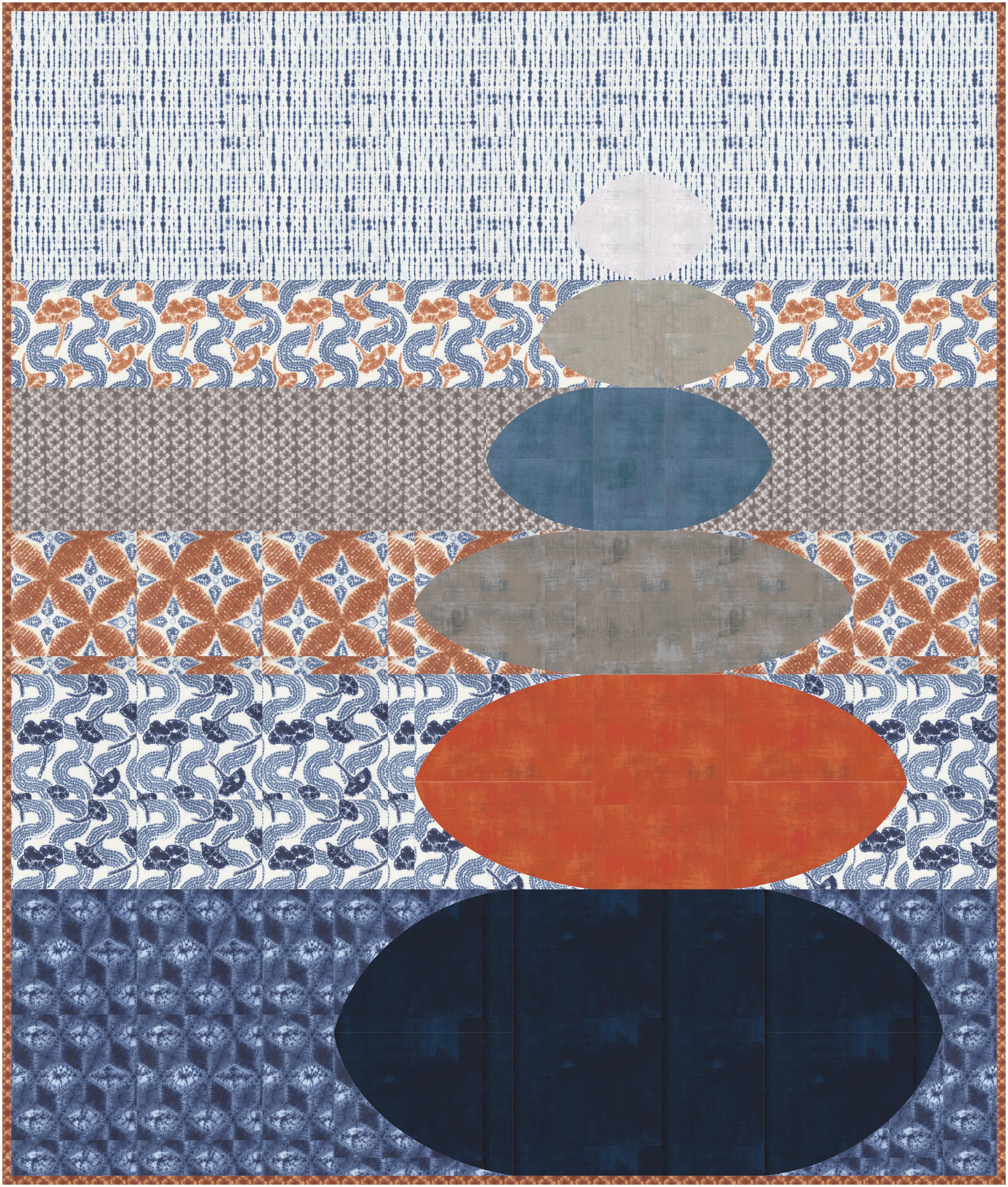 Kawa Rust - Sumida Geometric Shibori - Quilt Fabric