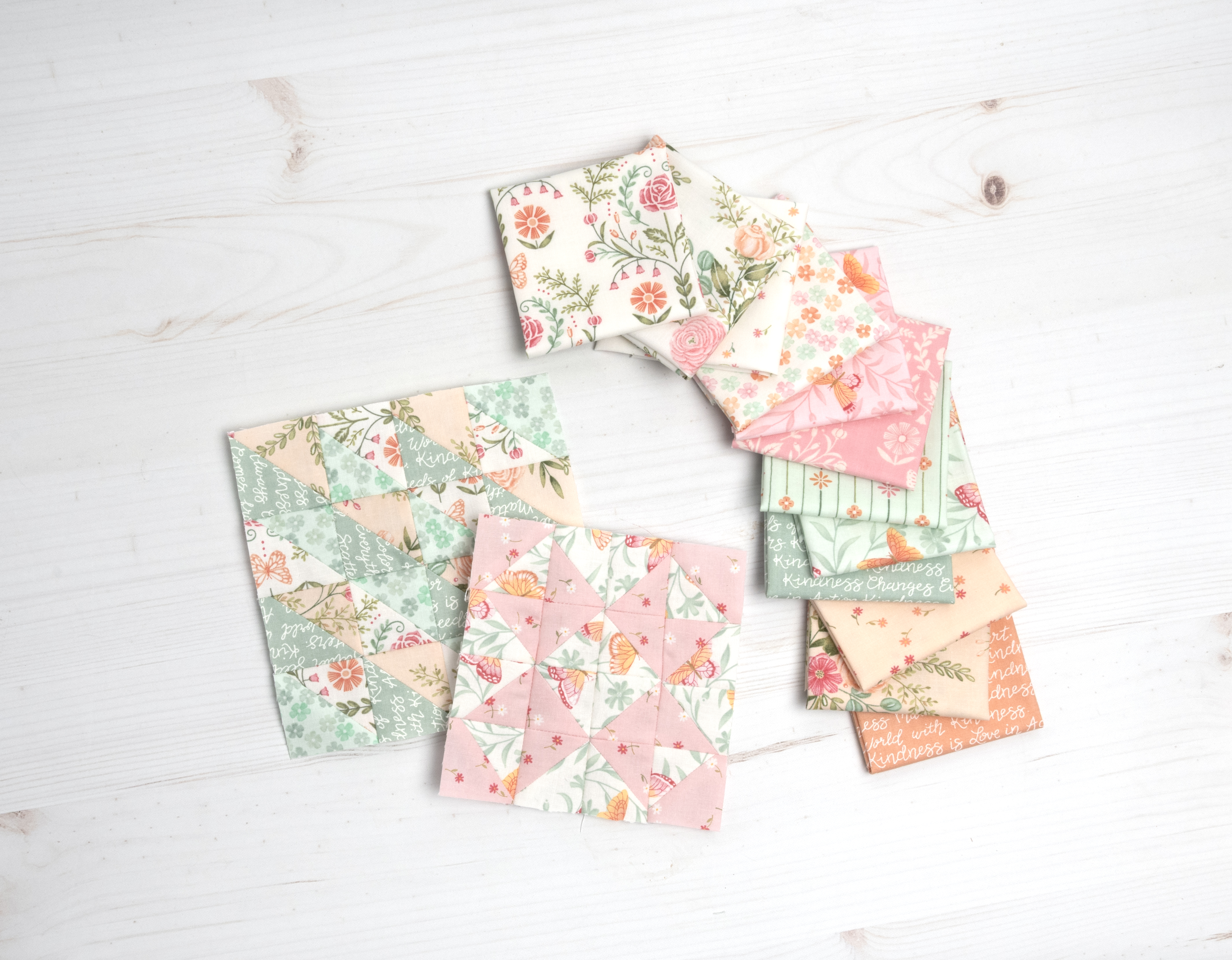 Kindness Flowers Peach - Quilt Fabric