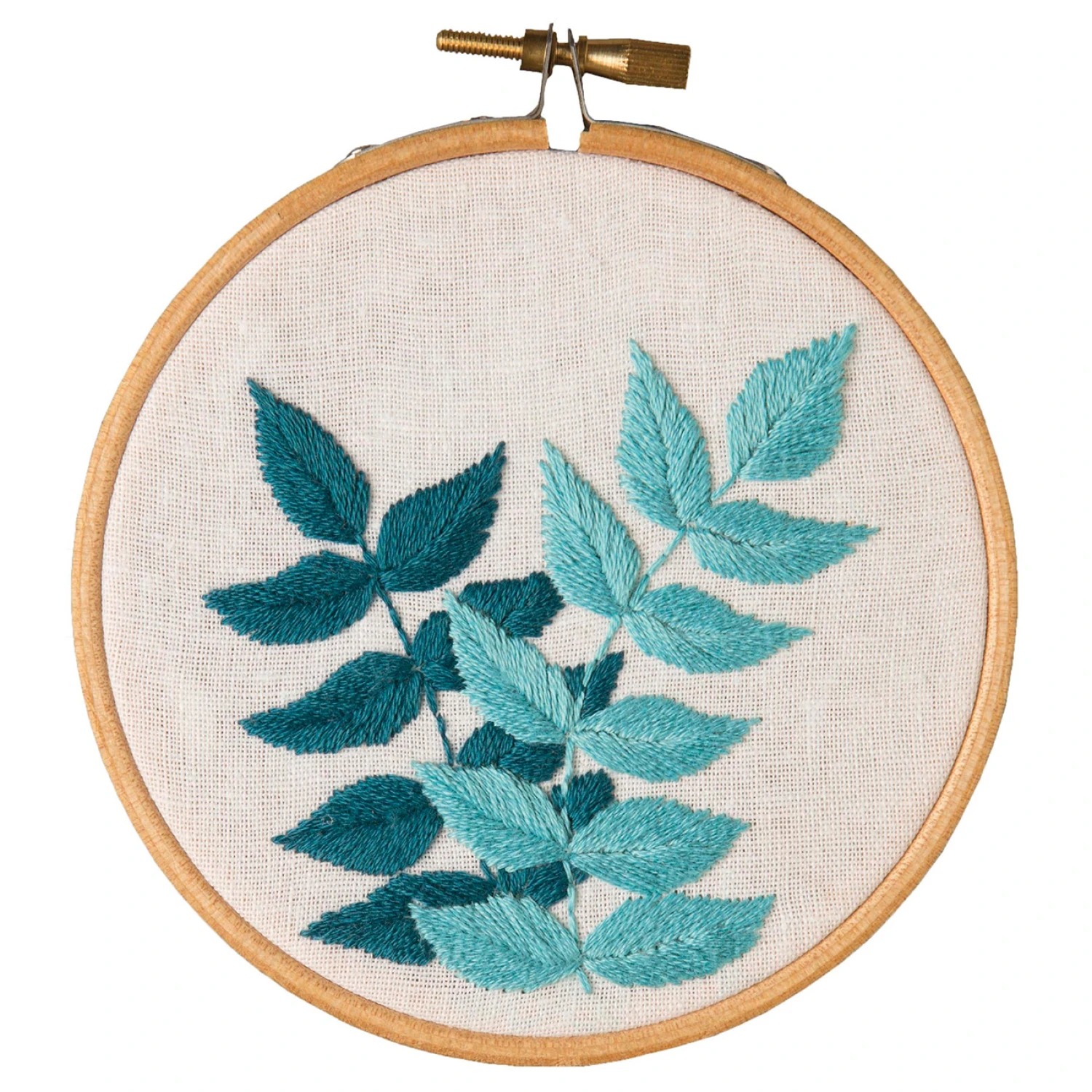 Teal Leaves - Embroidery Kit