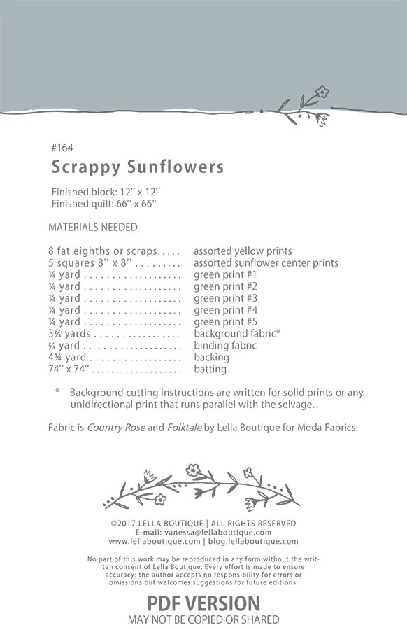 Scrappy Sunflowers - Quilt Pattern