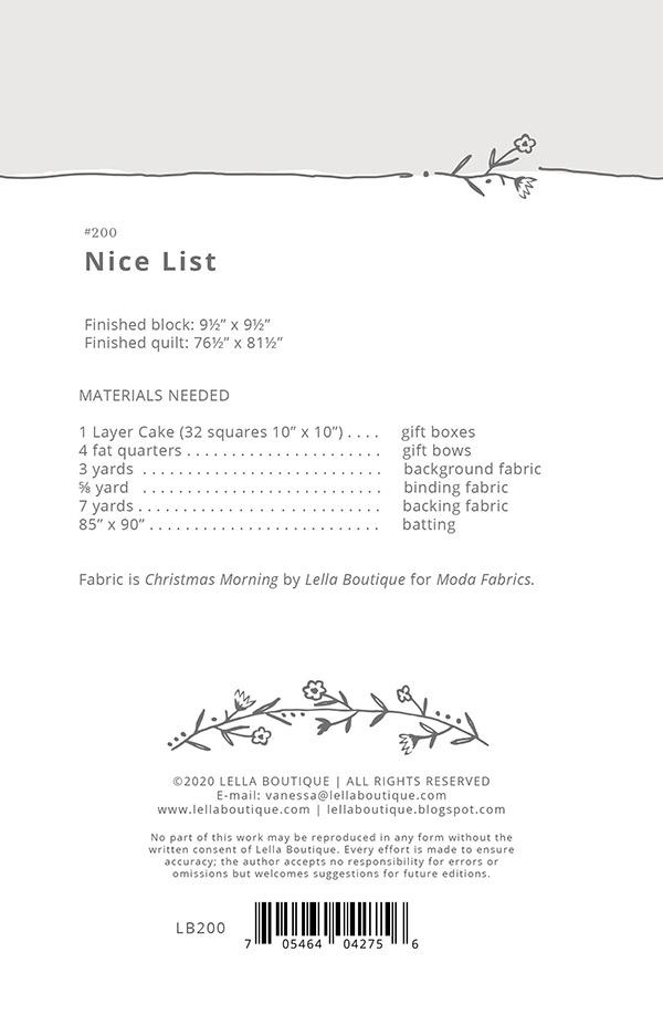 Nice List - Quilt Pattern