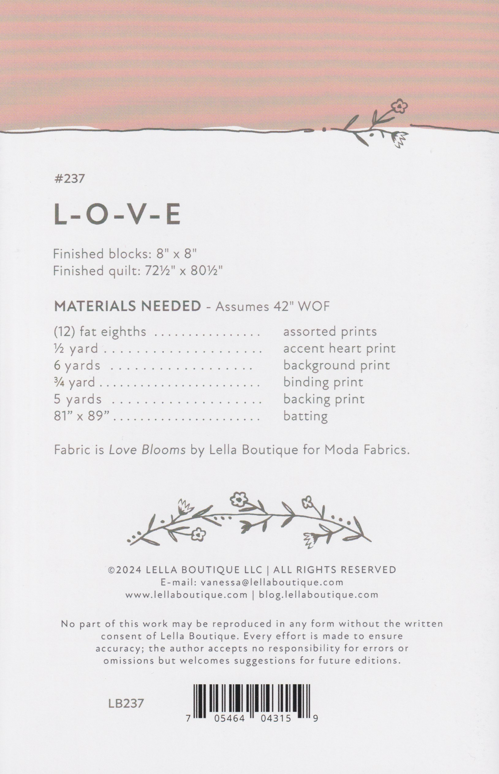 L-O-V-E - Valentine Quilt Pattern