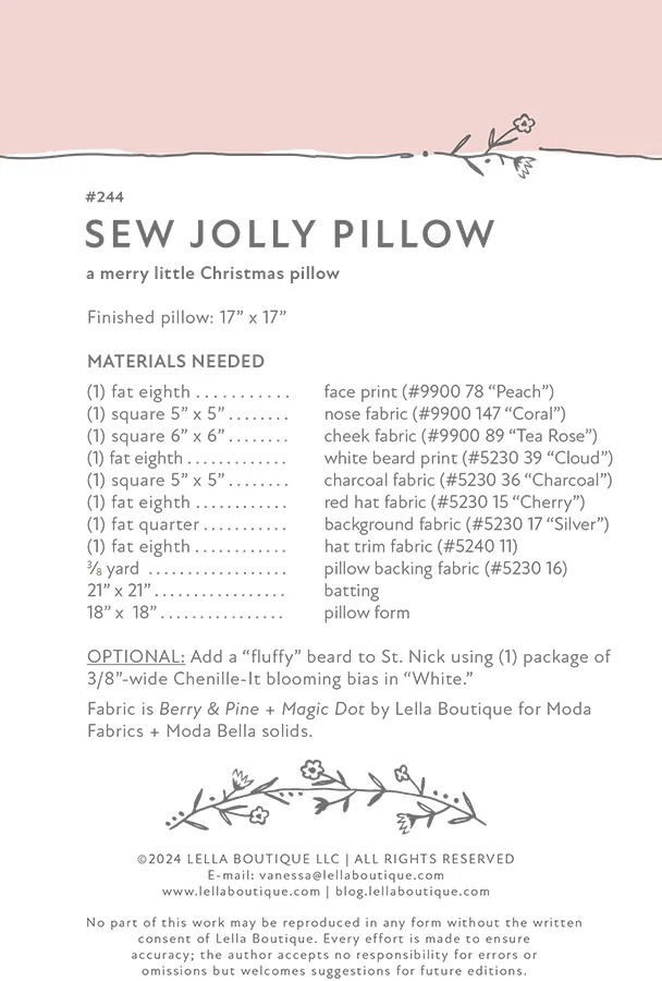 Sew Jolly Pillow - Quilt Pattern