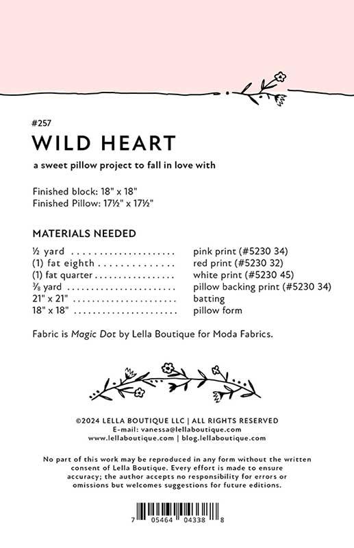 Wild Heart Pillow - Quilt Pattern