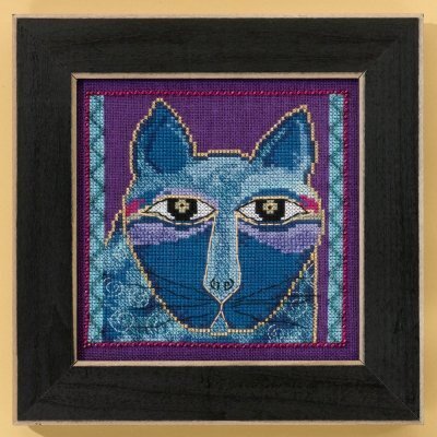 Wild Blue Cat (Linen) - Cross Stitch Kit