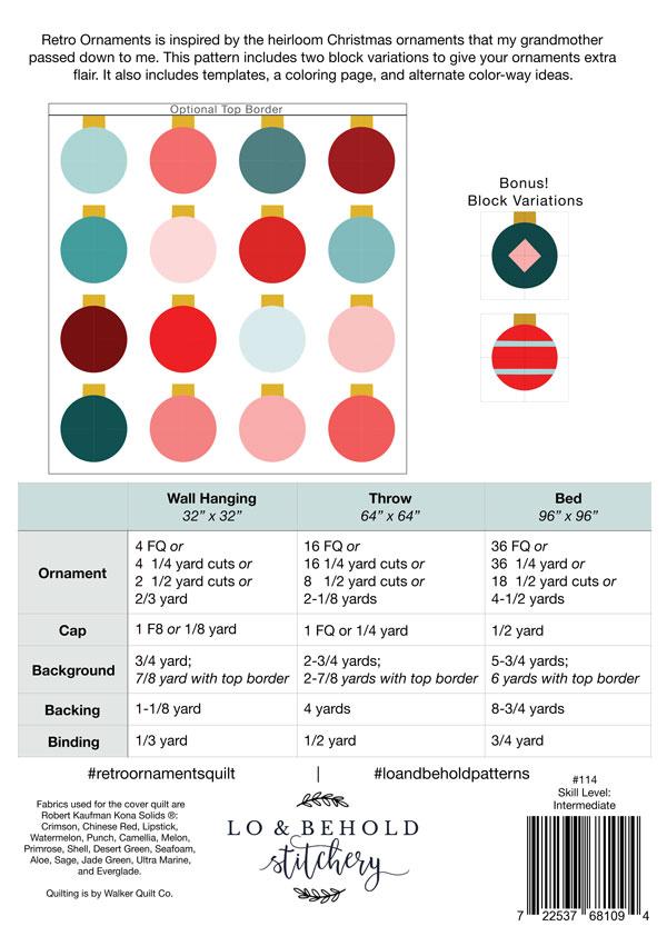 Retro Ornaments - Quilt Pattern