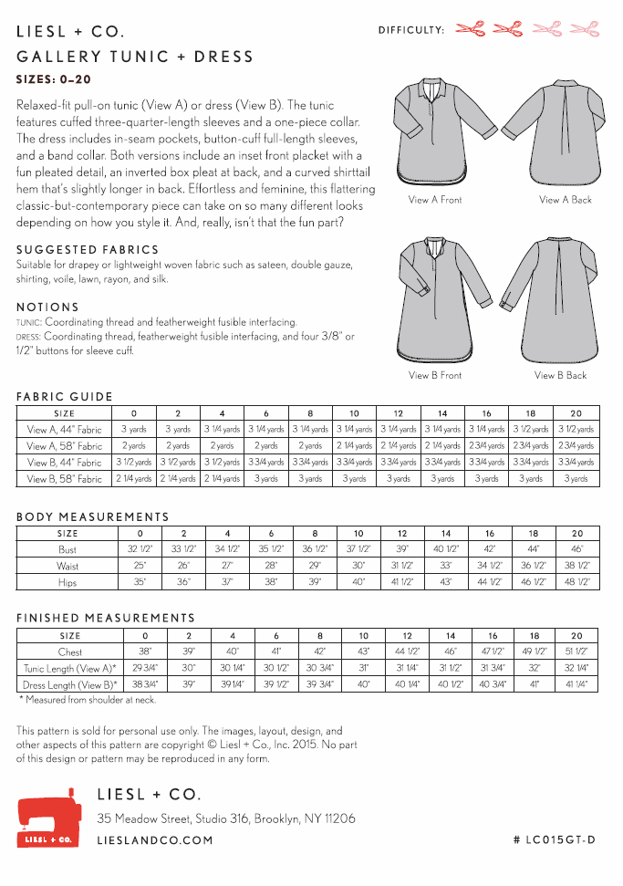 Gallery Tunic + Dress - Sewing Pattern