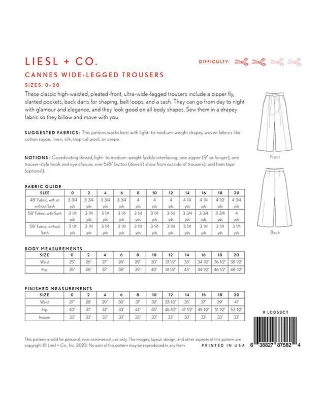 Cannes Wide-Legged Trousers - Sewing Pattern