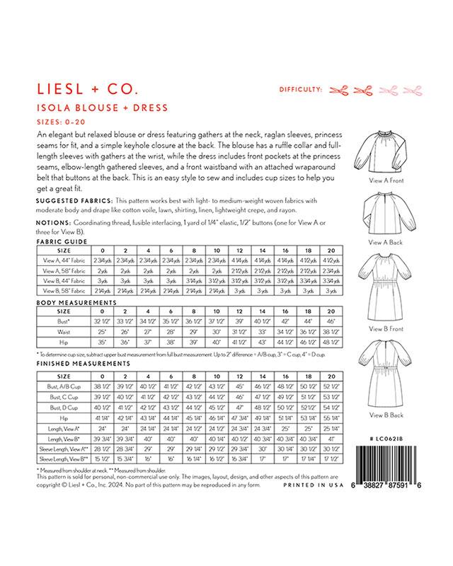 Isola Blouse + Dress - Sewing Pattern